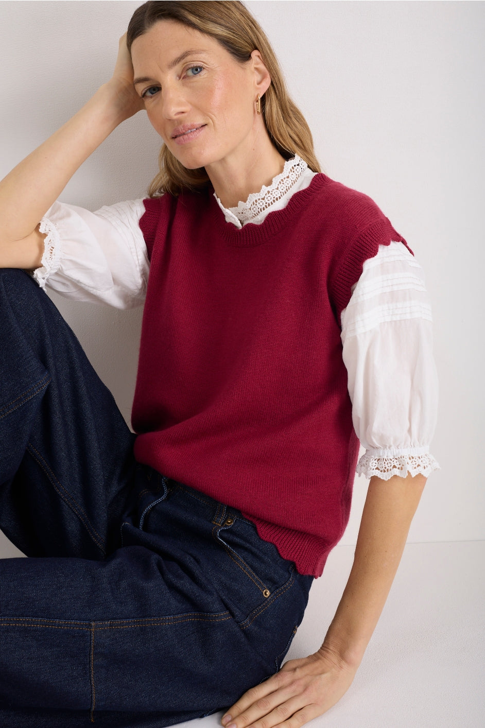 Fleurine Scallop Tank - Pomegranate Red