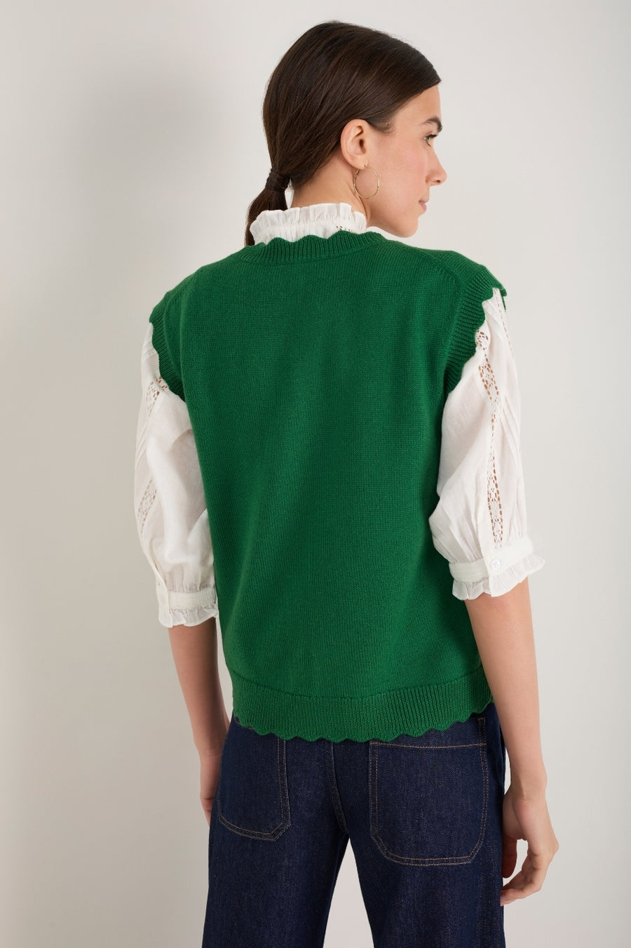 Fleurine Scallop Tank - Dark Jade Green