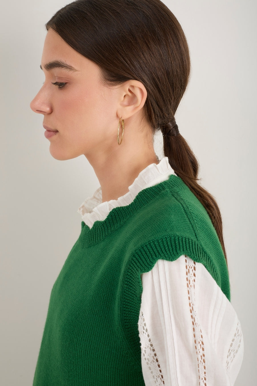 Fleurine Scallop Tank - Dark Jade Green