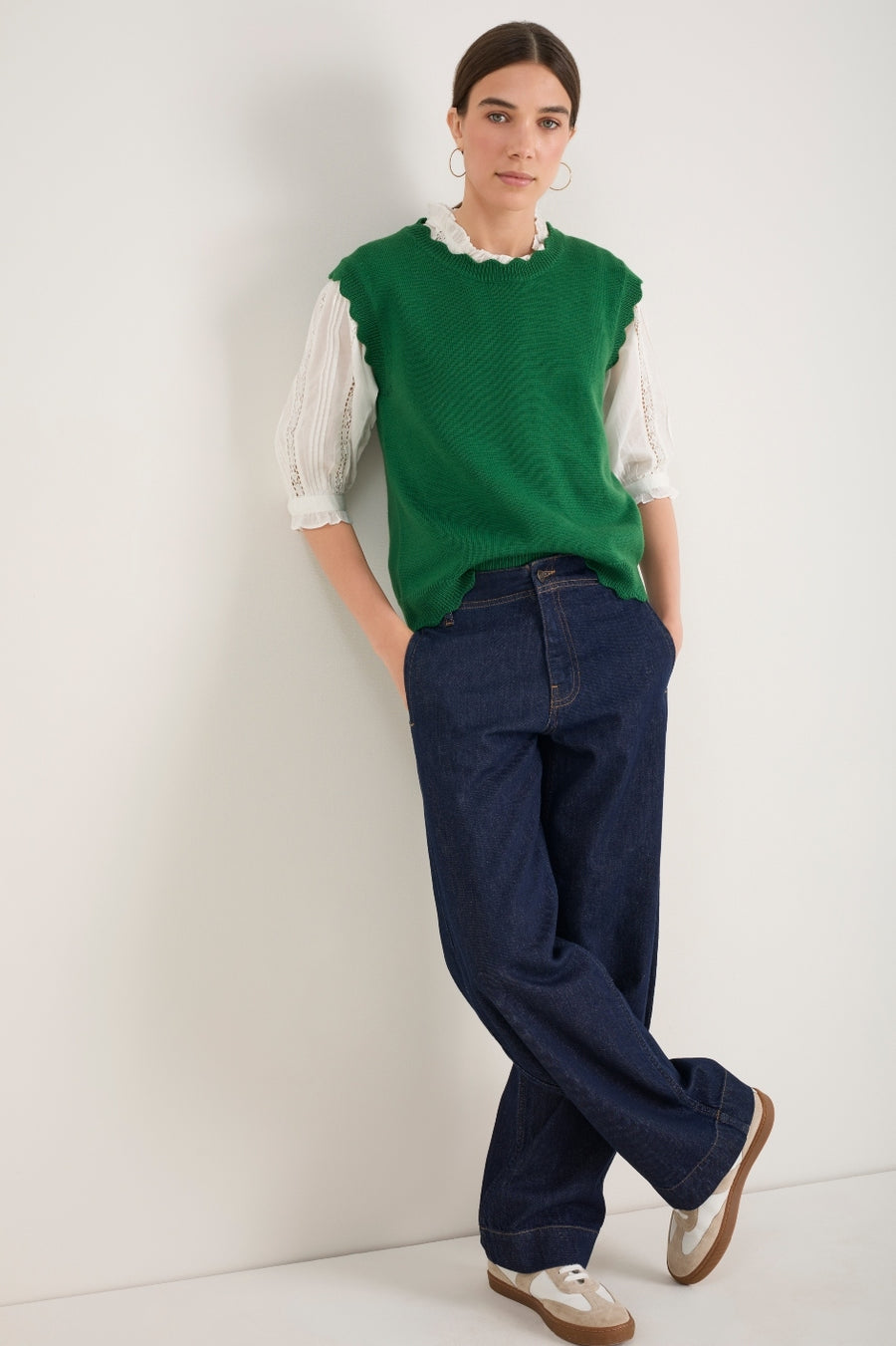 Fleurine Scallop Tank - Dark Jade Green