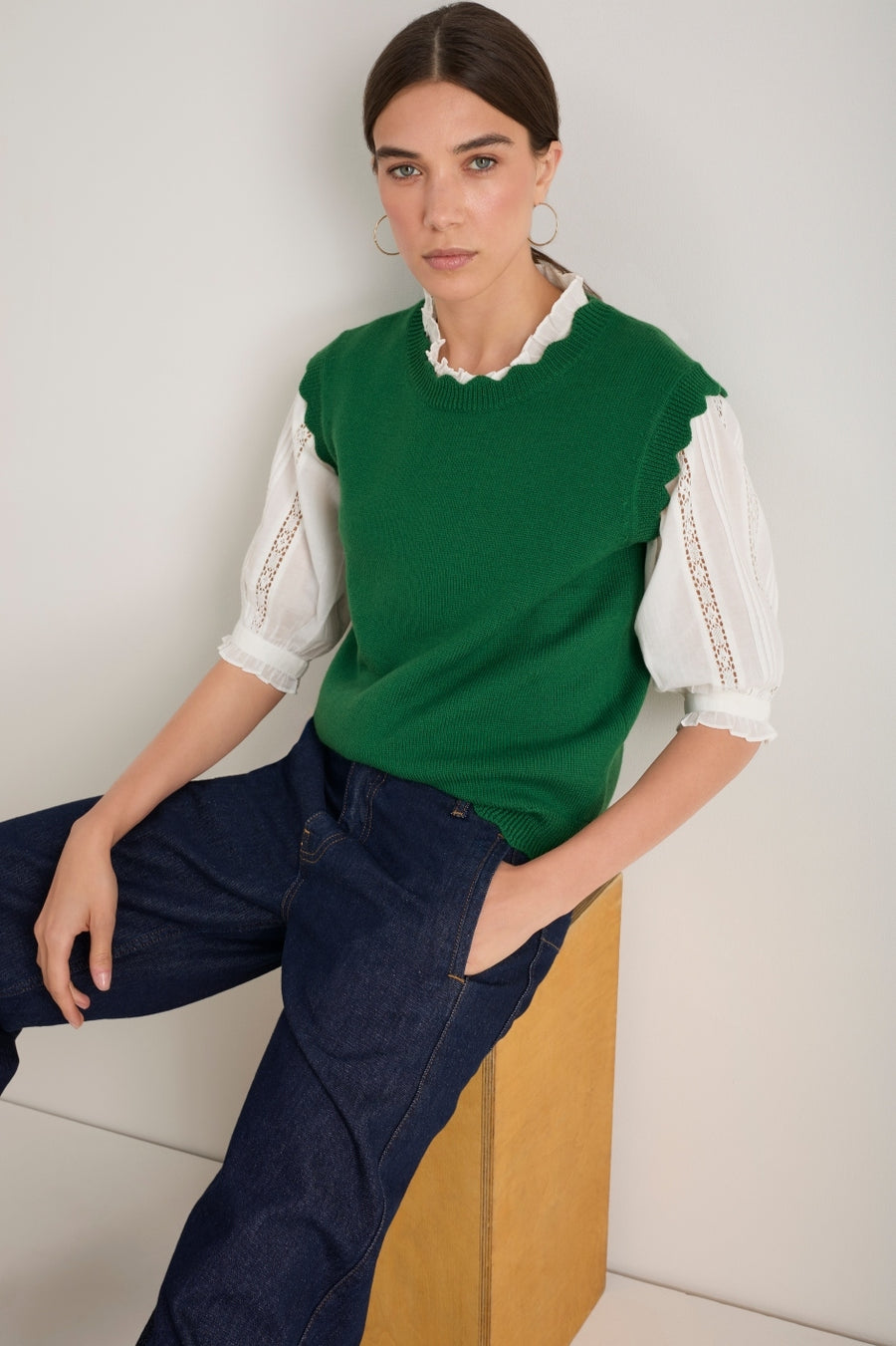 Fleurine Scallop Tank - Dark Jade Green