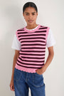Fleurine Scallop Tank - Raspberry/Deep Fig Stripe