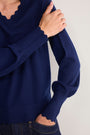 Fleurine Scallop V-Neck Jumper - Midnight