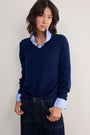 Fleurine Scallop V-Neck Jumper - Midnight