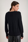 Fleurine Scallop V-Neck Jumper - Black
