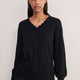 Fleurine Scallop V-Neck Jumper - Black