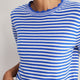 Fleurine Short Sleeve Tee - Chambray Blue/Ivory Micro Stripe