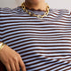 Fleurine Short Sleeve Tee - Cocoa/Sky Blue Micro Stripe