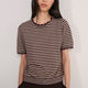 Fleurine Short Sleeve Tee - Oat/Aubergine Micro Stripe