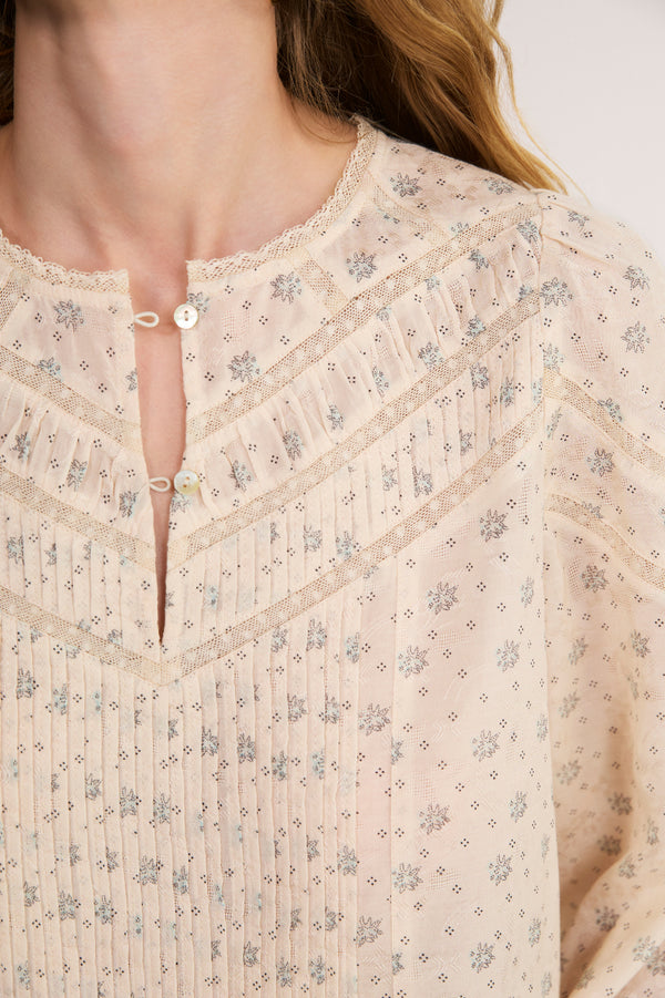 Flora Blouse - Floral Jacquard
