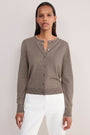 Flora Cardigan - Oat/Chocolate Stripe
