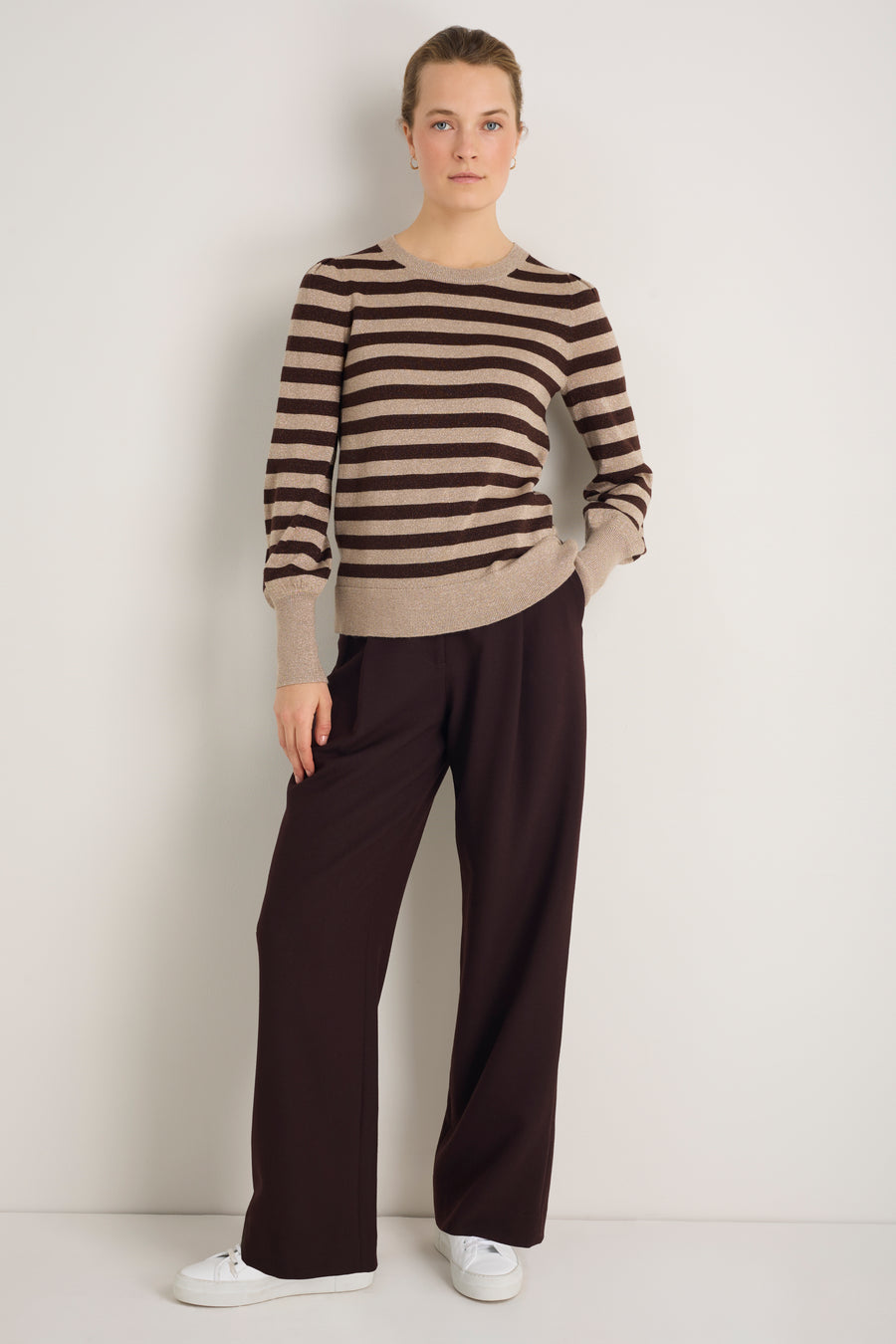 Flora Jumper - Oat/Cocoa Sparkle Stripe
