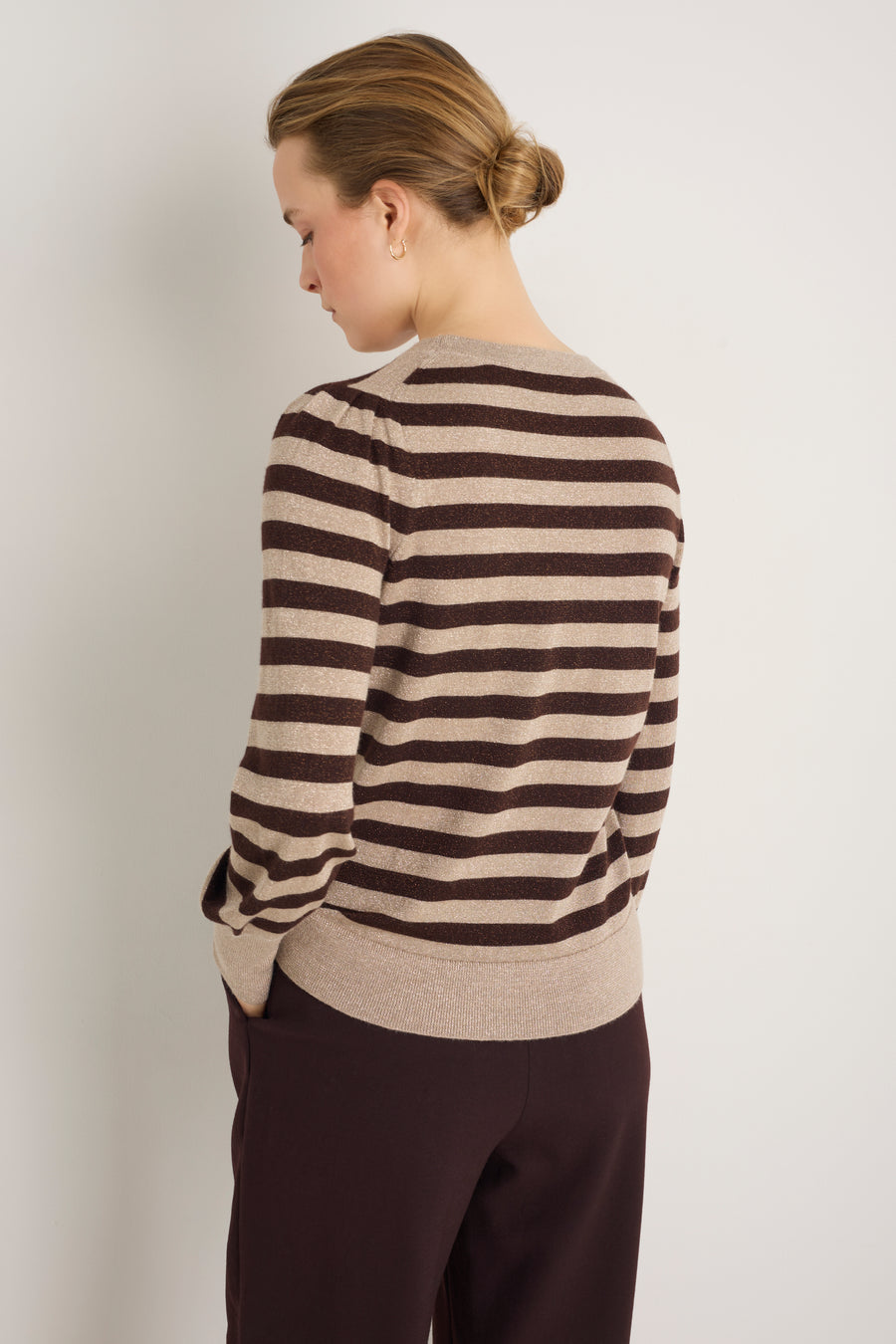 Flora Jumper - Oat/Cocoa Sparkle Stripe