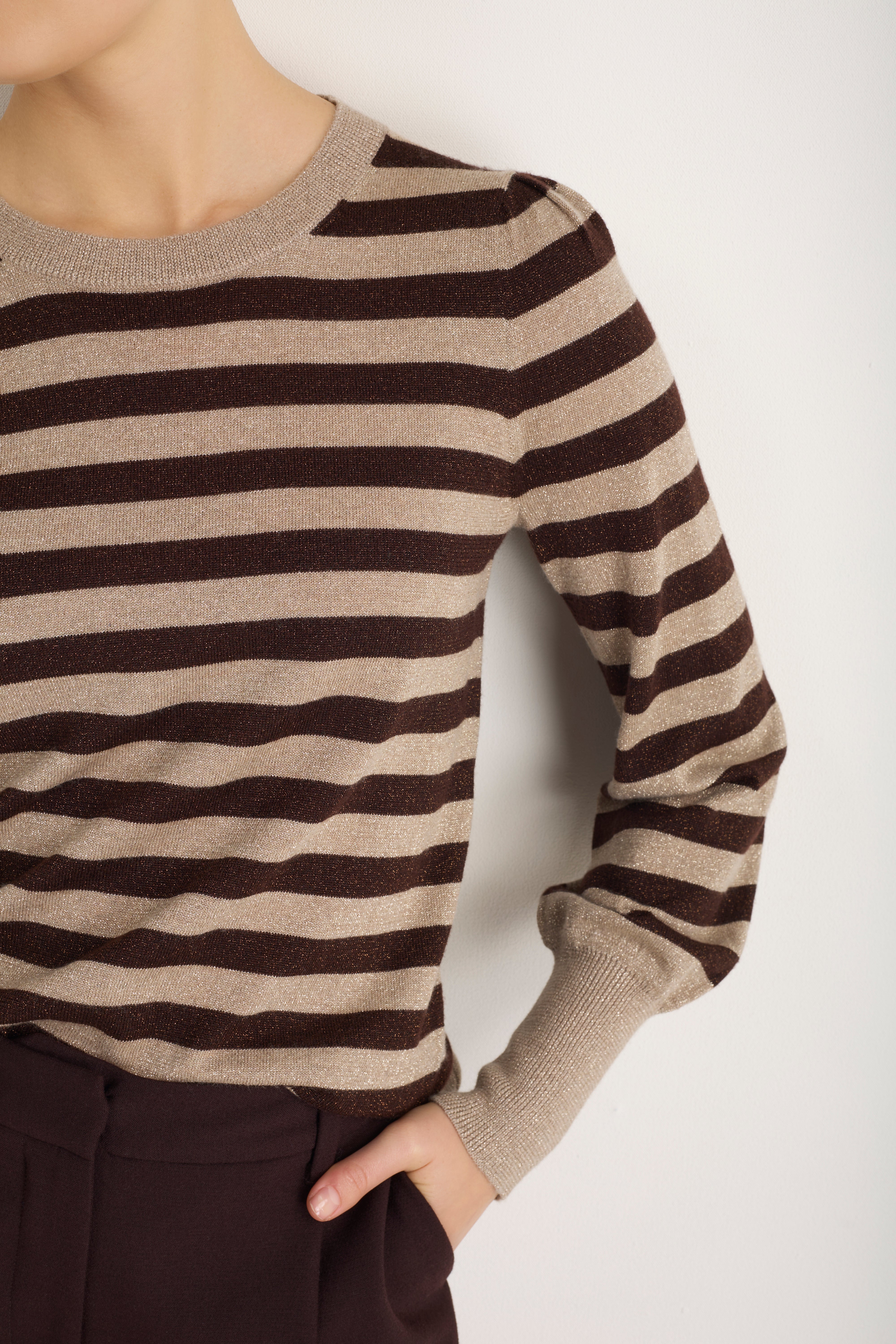 Flora Jumper - Oat/Cocoa Sparkle Stripe