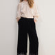 Florence Silk Velvet Lace Trim Trouser - Black