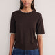 Florrie Double Layered Knitted Top - Chocolate/Oat