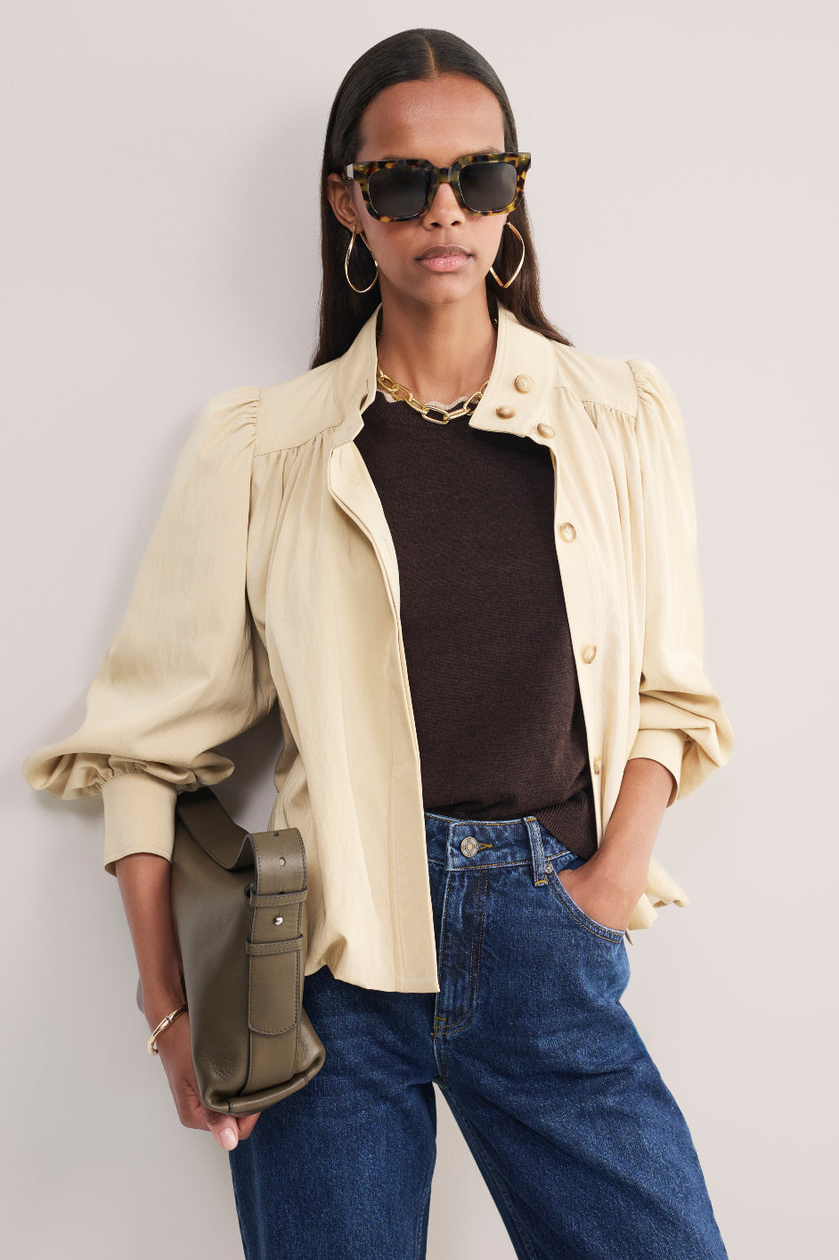 Florrie Double Layered Knitted Top - Chocolate/Oat