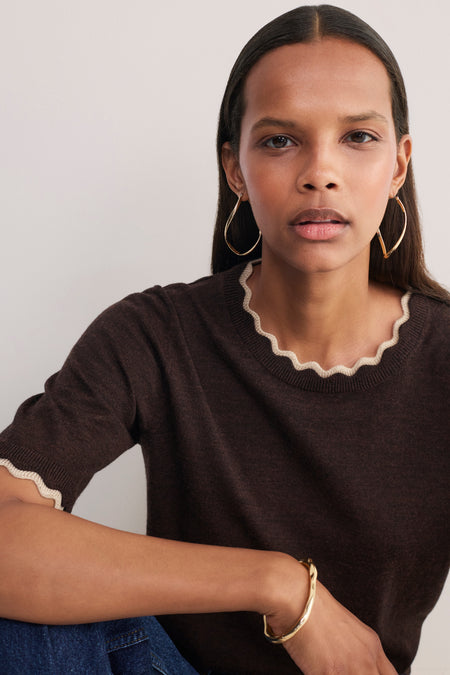 Florrie Knitted Top - Chocolate/Oat