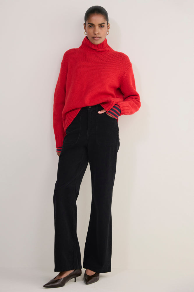 Flossie Carpenter Flare Cord Trouser - Black