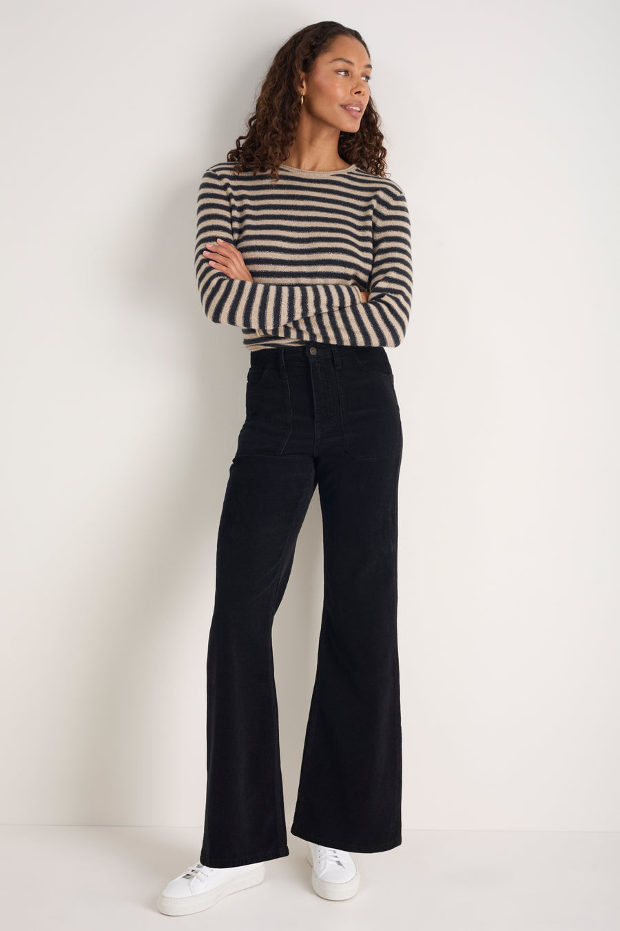 Flossie Carpenter Flare Cord Trouser - Black