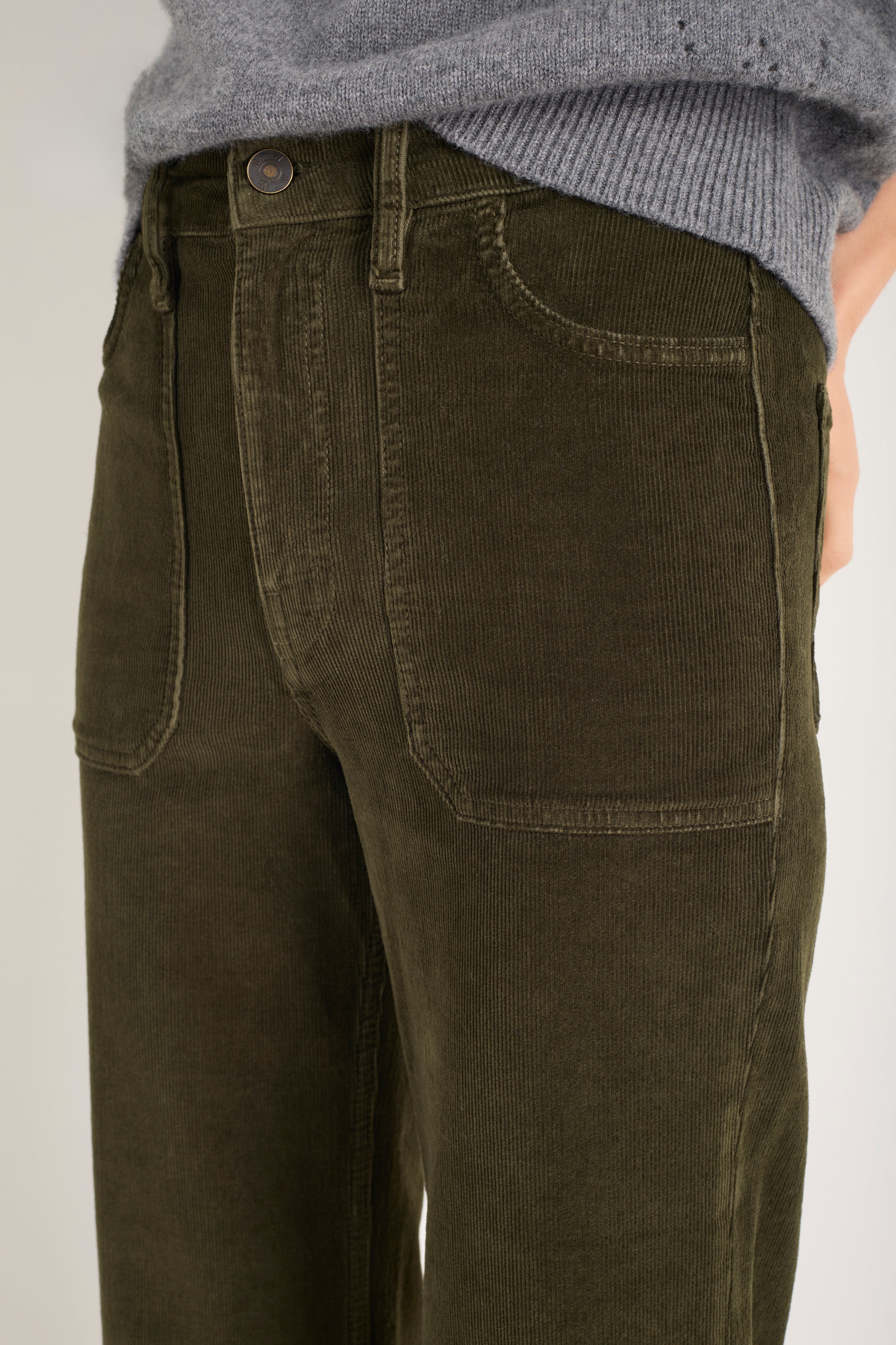Flossie Carpenter Flare Cord Trouser - Dark Olive