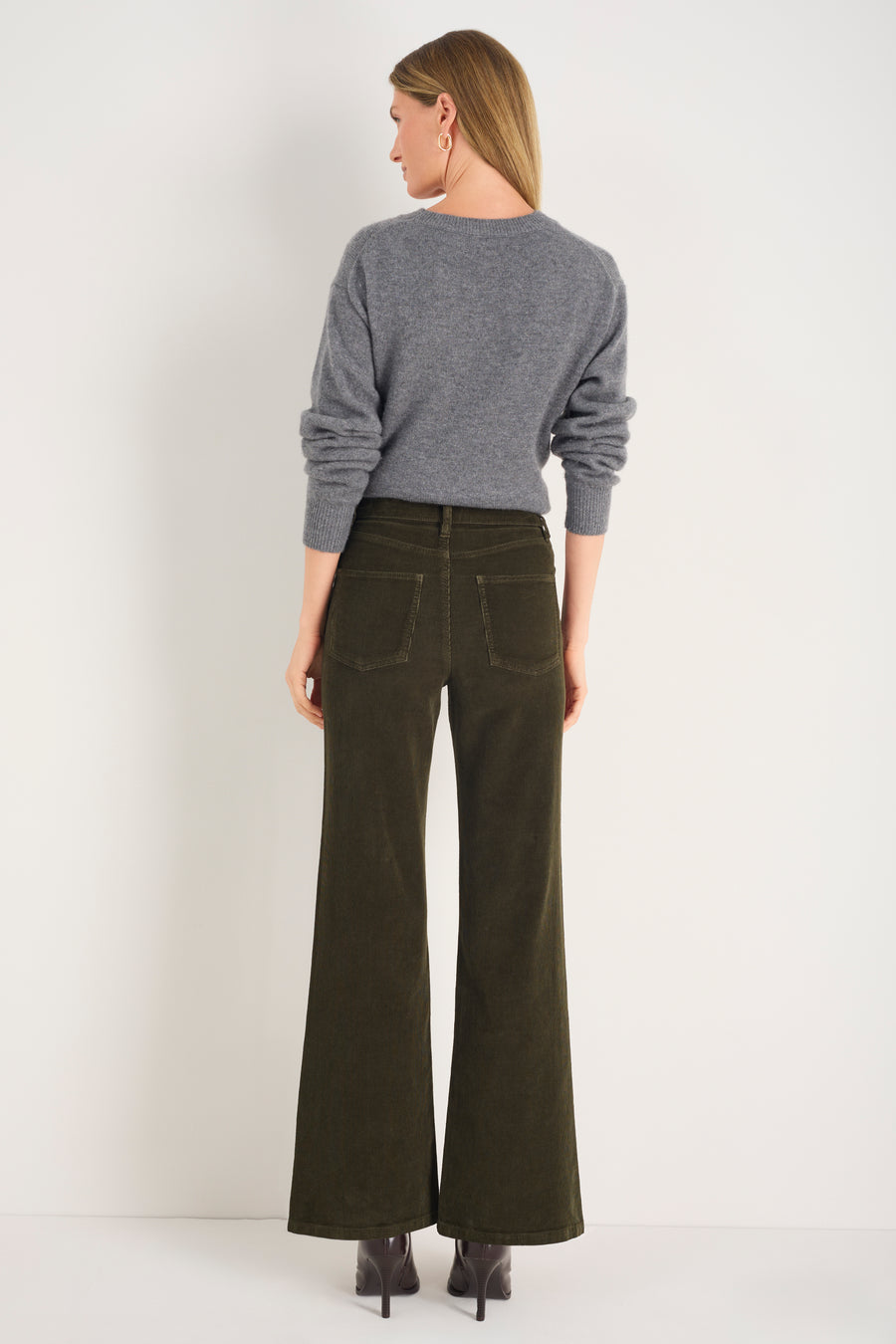 Flossie Carpenter Flare Cord Trouser - Dark Olive