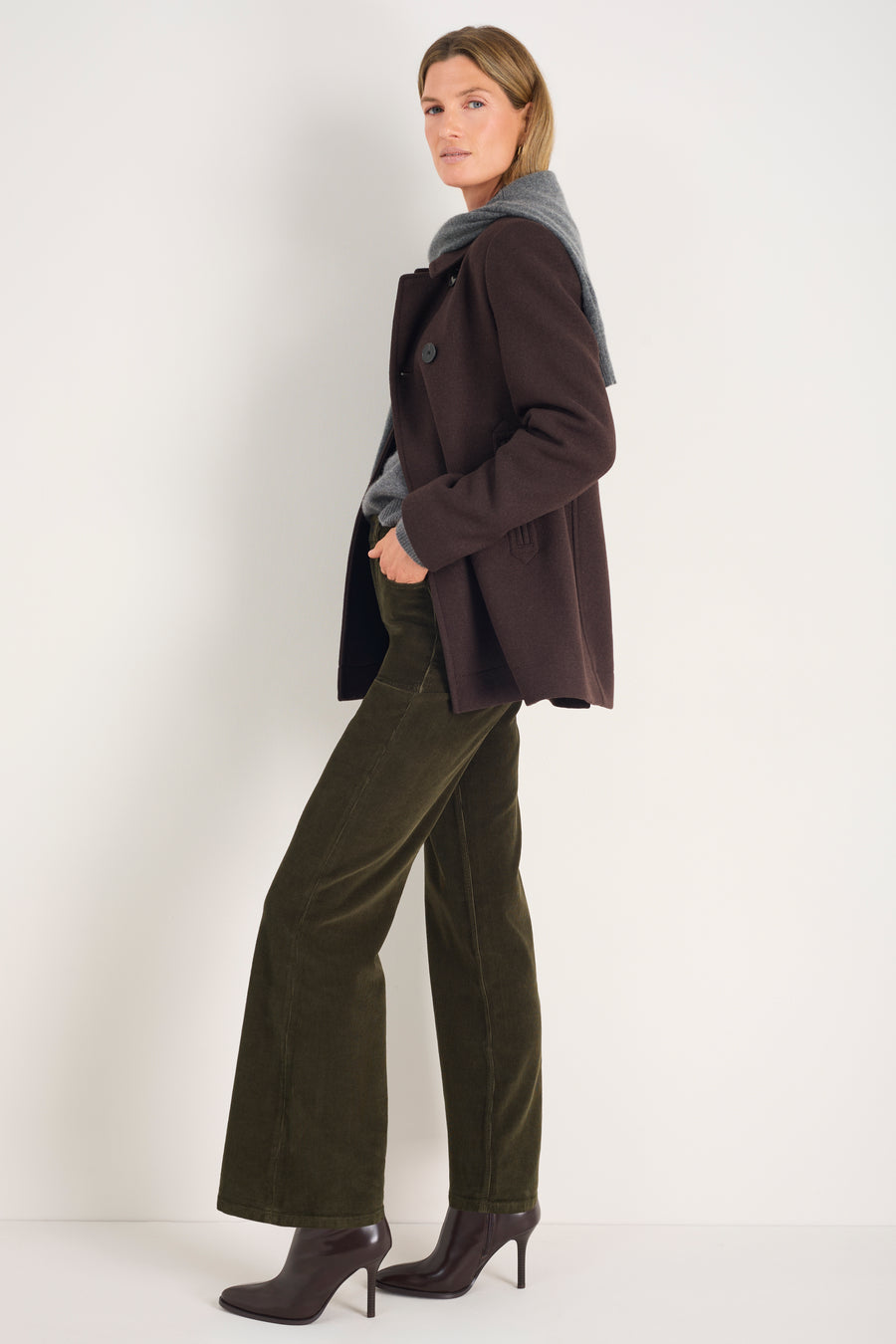 Flossie Carpenter Flare Cord Trouser - Dark Olive