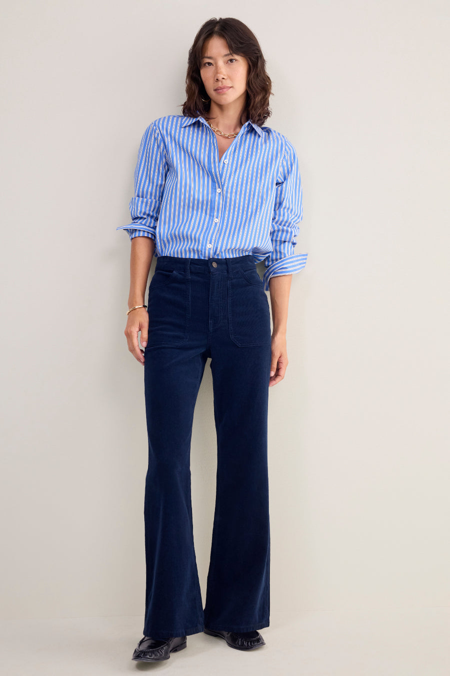 Flossie Carpenter Flare Cord Trouser - Midnight