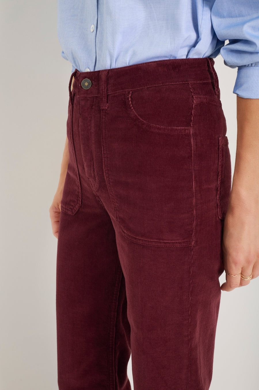 Flossie Carpenter Flare Cord Trouser - Raisin