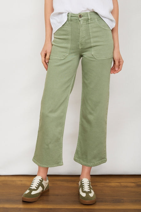 Flossie Carpenter Flare Cropped Jean - Sage Green