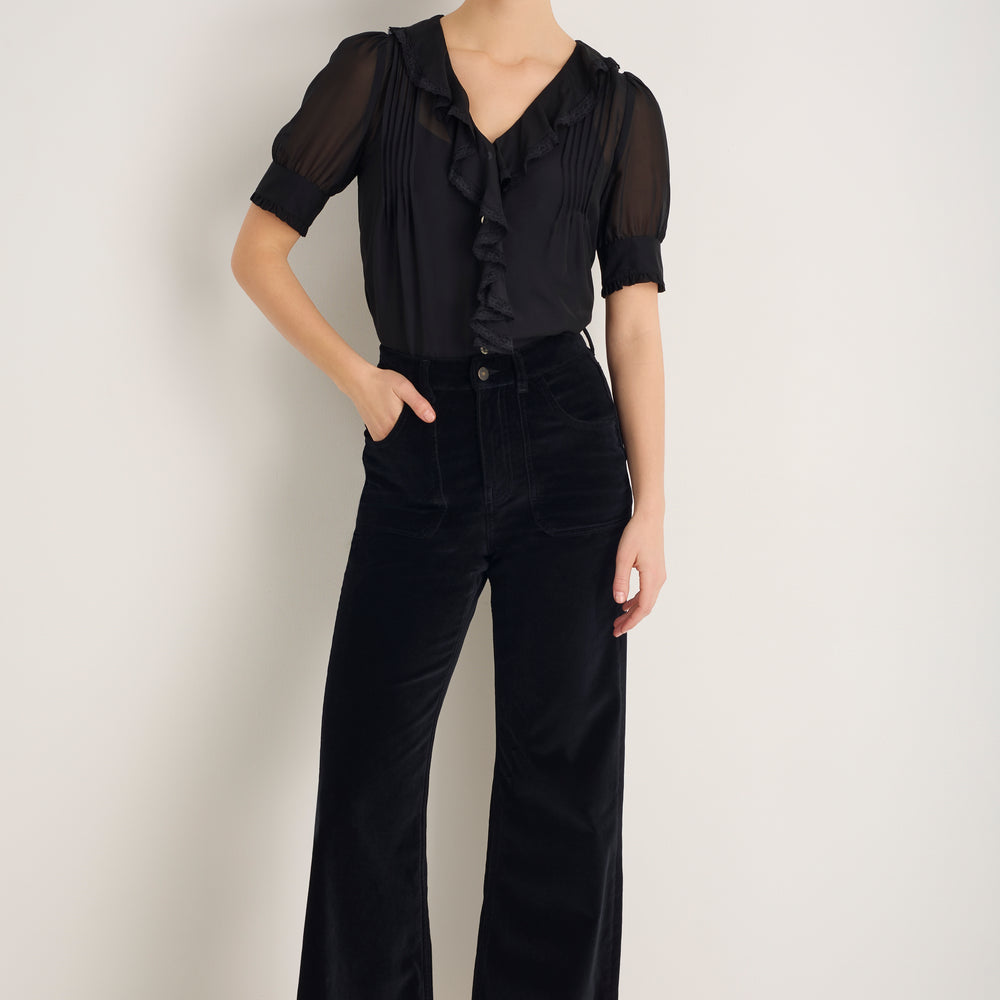 Flossie Cotton Velvet Trouser - Black