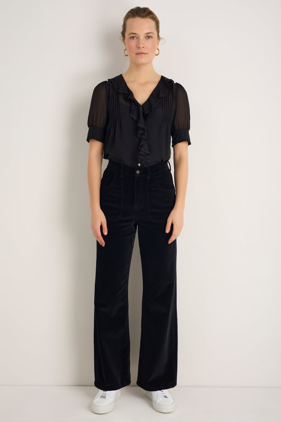 Flossie Cotton Velvet Trouser - Black