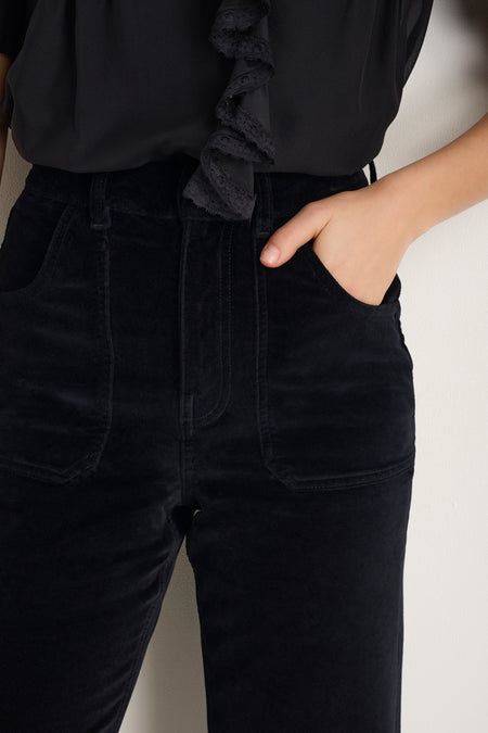 Flossie Cotton Velvet Trouser - Black