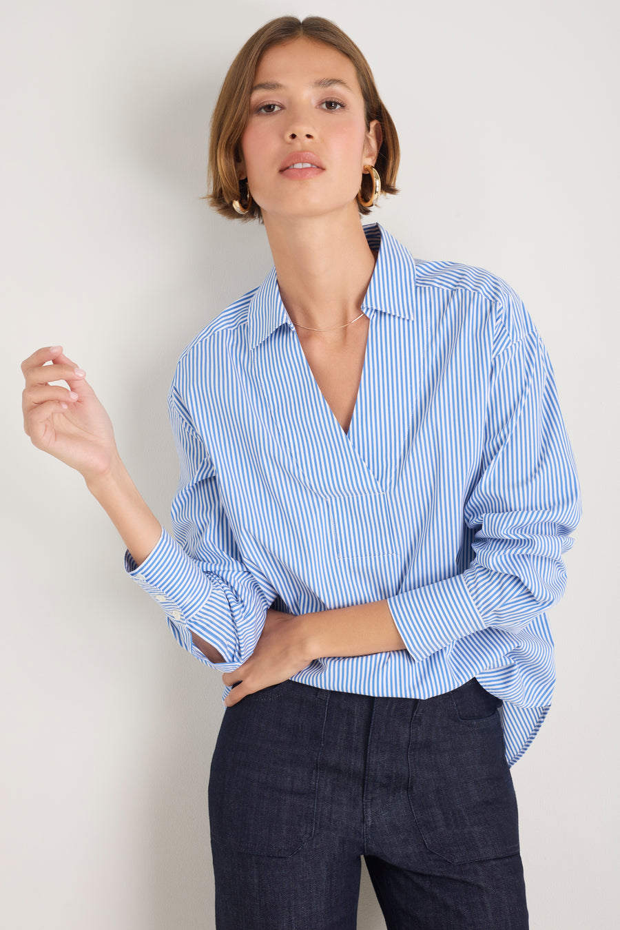 Macey Shirt - Blue/White Stripe