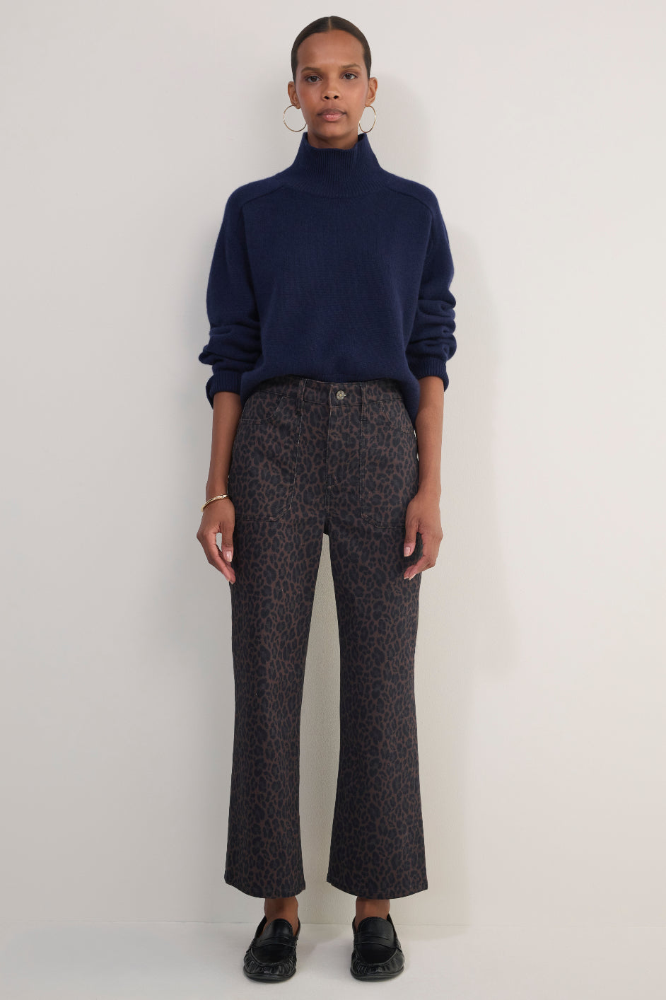 Flossie Kick Flare Jean - Leopard
