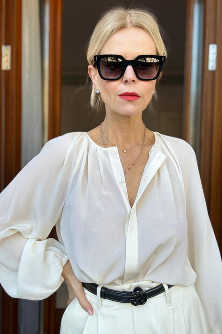 Cath x WYSE Elizabeth Silk Blouse - Ivory