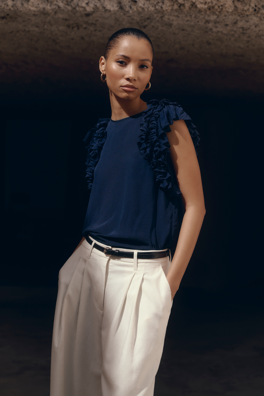 Cath x WYSE Antibes Silk Top - Midnight