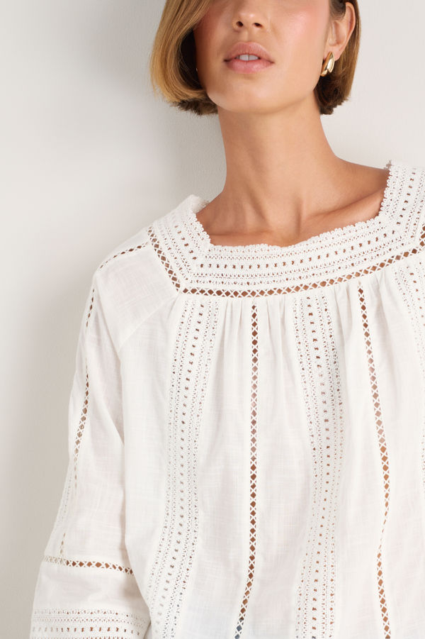 Melody Square Neck Top - Ivory