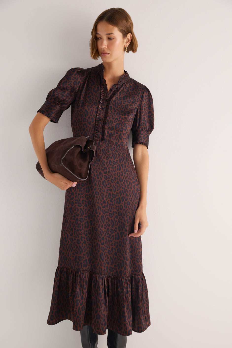 Fabienne Silk Dress - Chocolate Leopard