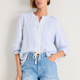 Kiki Blouse - Sky Blue/White Stripe