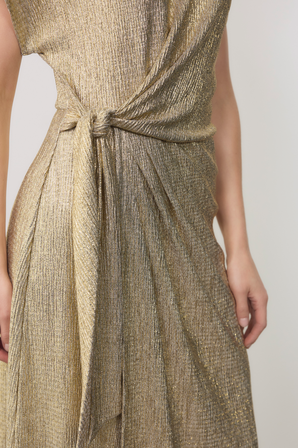 Tia Jersey Dress - Gold Metallic
