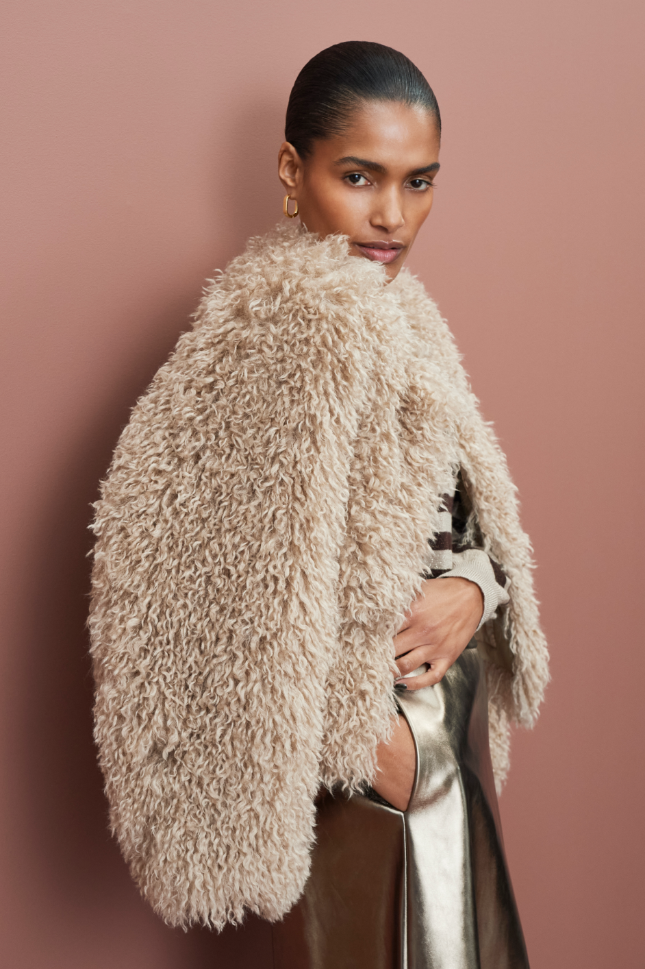 Cameron Shaggy Faux Fur Jacket - Oyster