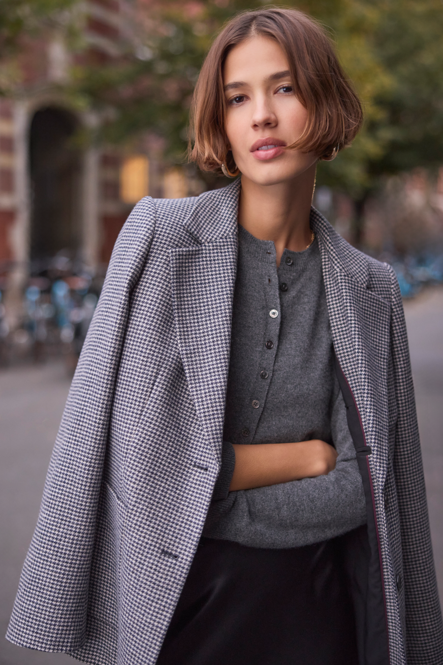 Melanie Dogtooth Blazer - Midnight/Stone Check