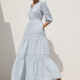 Georgina Dress - Blue/Ivory Stripe