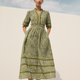 Alina Dress - Deep Olive Mono Floral