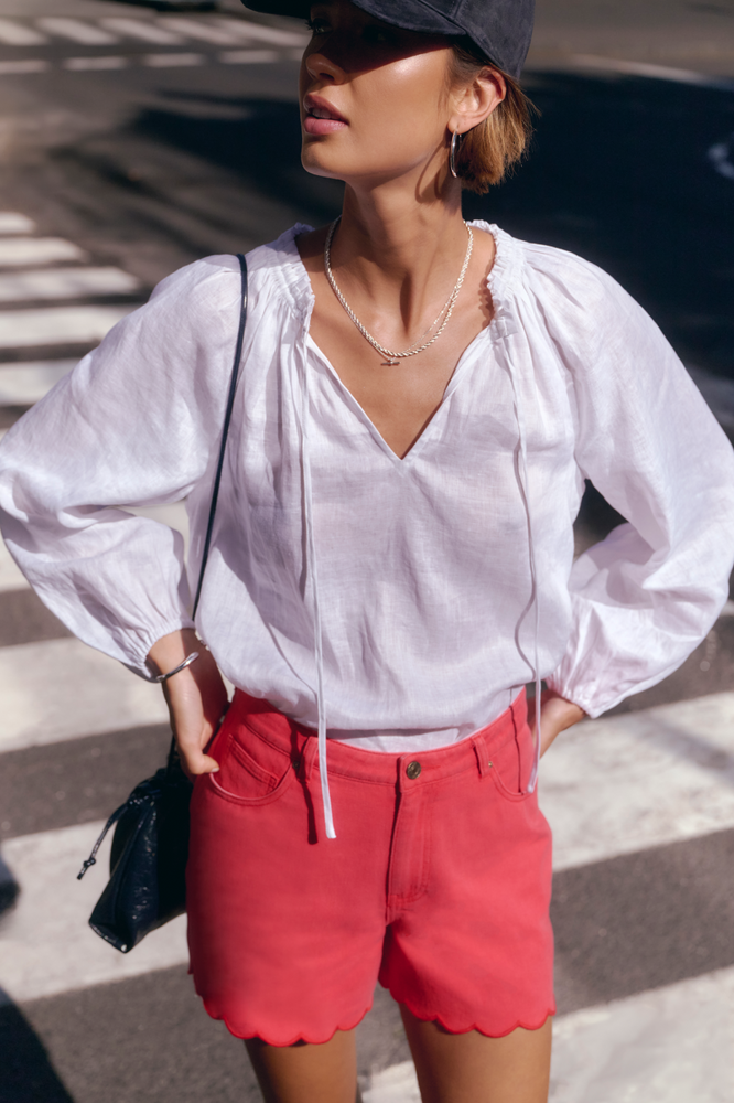 Ruby Soft Scallop Short - Red