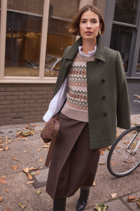 Philippa Pea Coat - Dark Olive