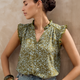 Marlow Top - Deep Olive Mono Floral