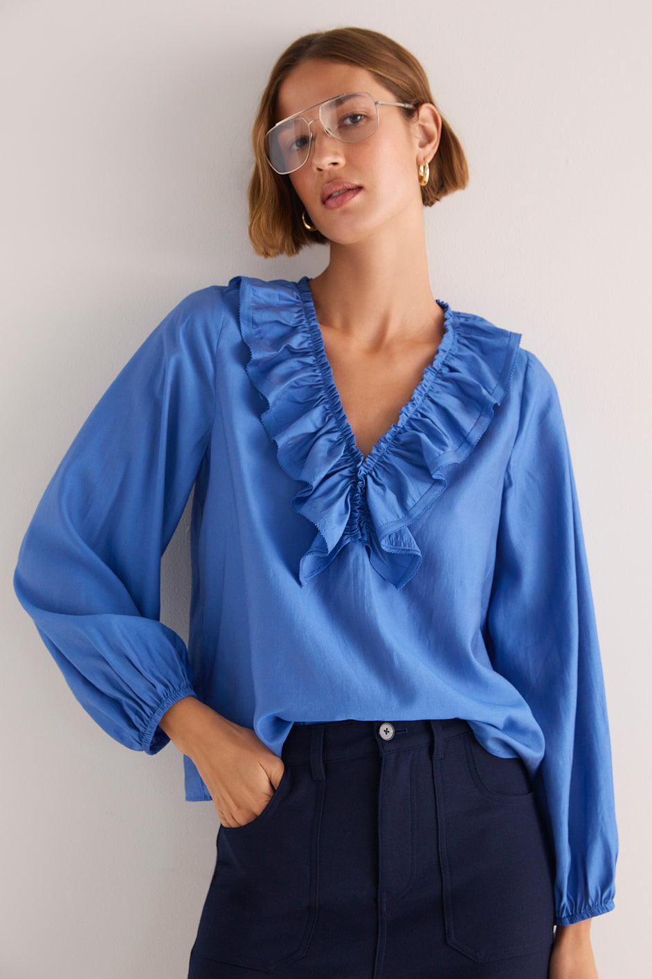Florence Blouse - Soft Cobalt