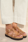 Annie Chunky Sandal - Tan Studs